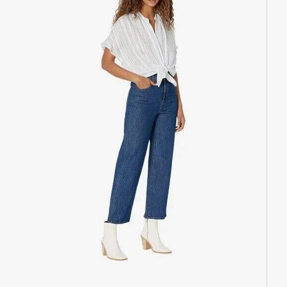 Vince Tops - Vince NWOT Women's Short Sleeve Drapey Stripe Blouse White Size S